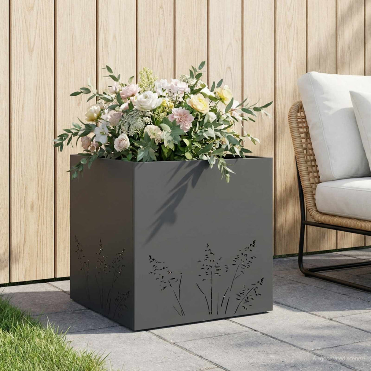 vidaXL Planter Olive Green 50 x 50 x 75 cm Cold-rolled steel
