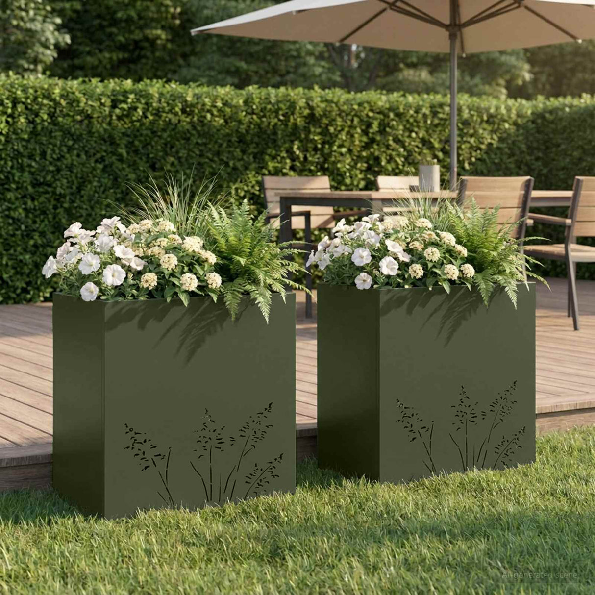 vidaXL Planter Olive Green 50 x 50 x 75 cm Cold-rolled steel