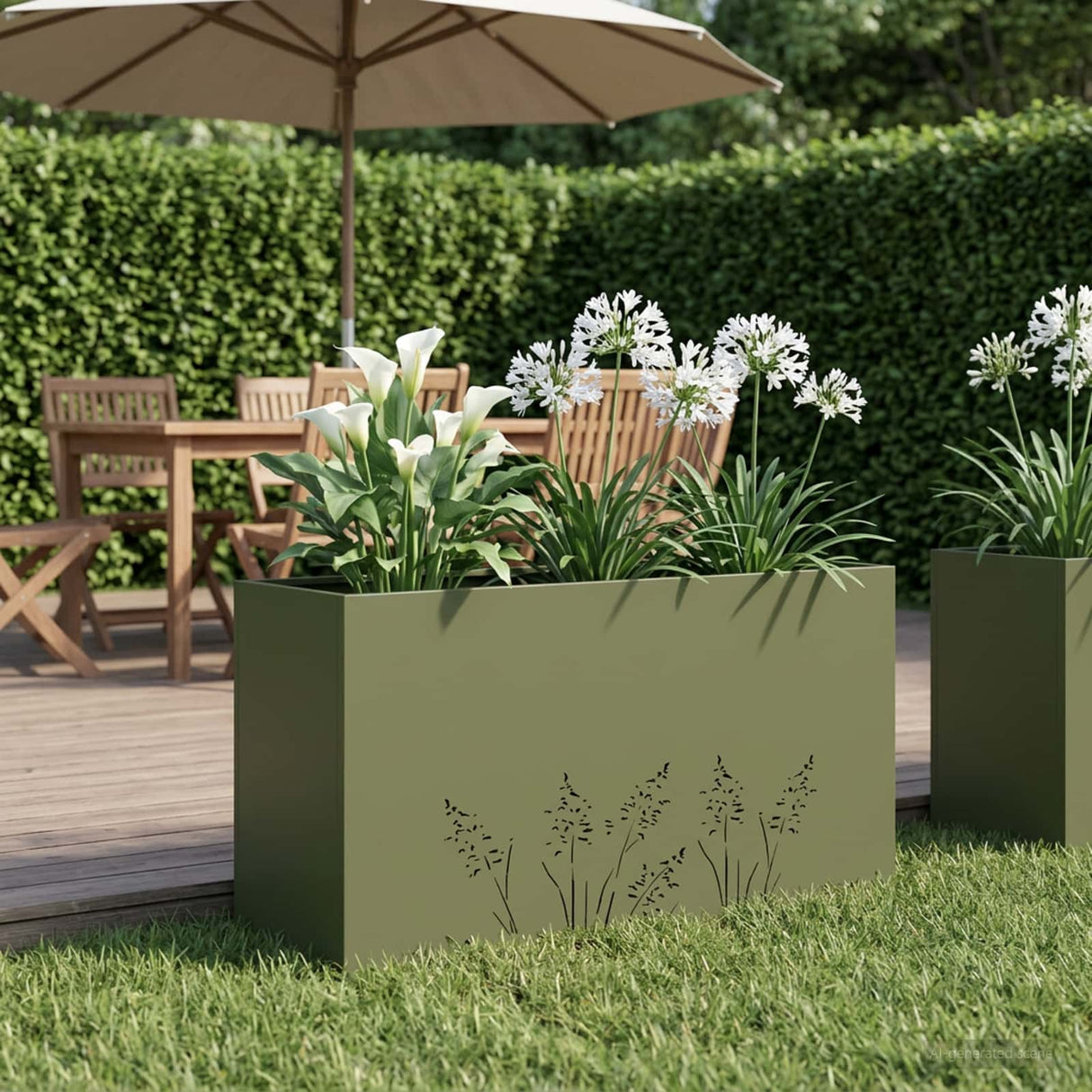 vidaXL Planter Olive Green 50 x 50 x 75 cm Cold-rolled steel