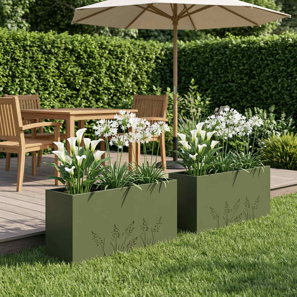 vidaXL Planter Olive Green 50 x 50 x 75 cm Cold-rolled steel