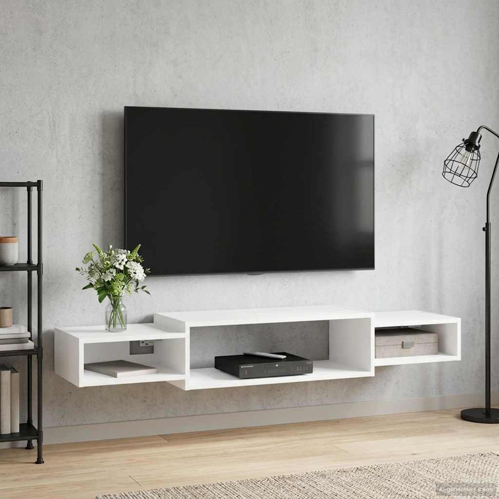 vidaXL Wand gemonteerd TV Kast Muurmontage Wit 140 x 28 x 21 cm
