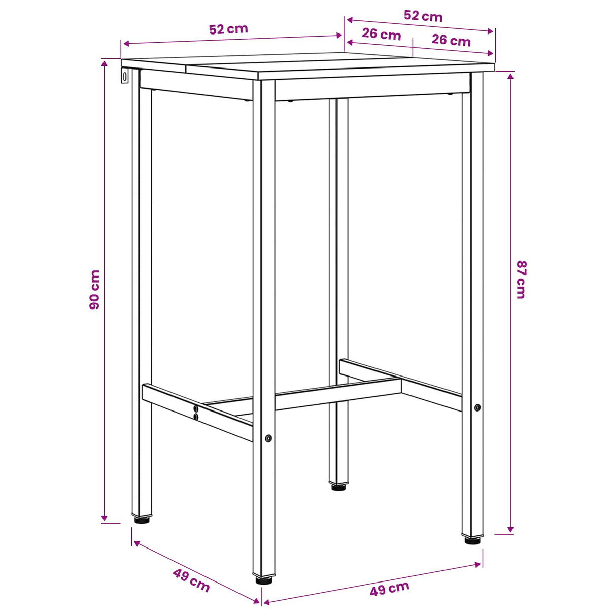 vidaXL Bartafel 52 x 52 x 90 cm Bewerkt hout Artisanaal eiken