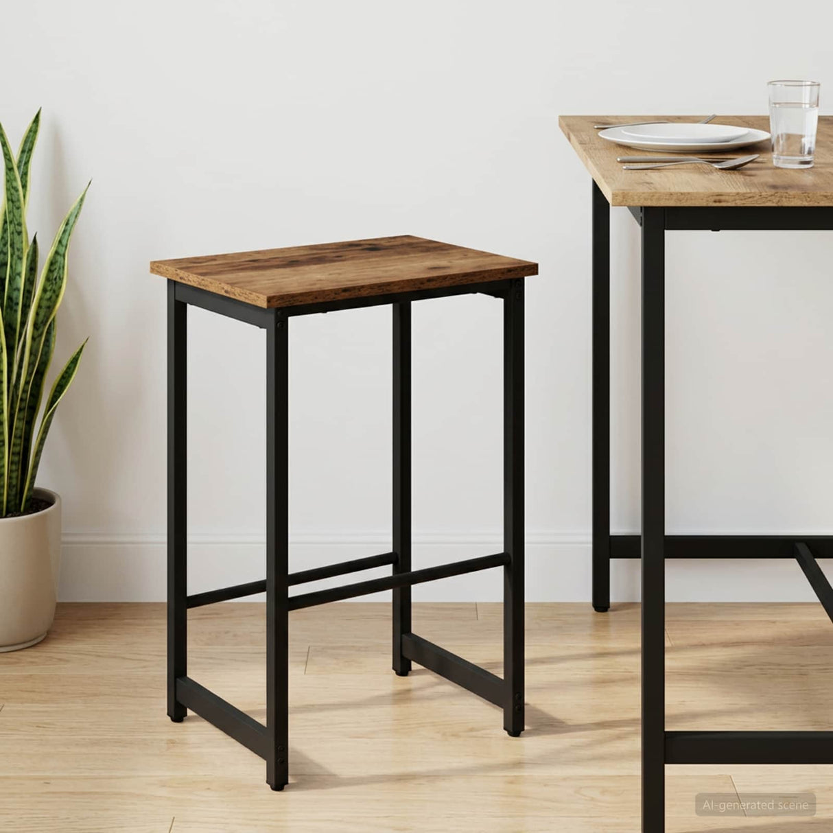 vidaXL Barkruk Zwart eiken 40 x 32 x 74 cm Bewerkt hout
