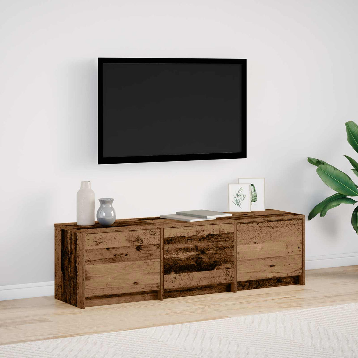 vidaXL TV Kast met LED met lade Wit 165 x 34 x 40 cm Bewerkt hout