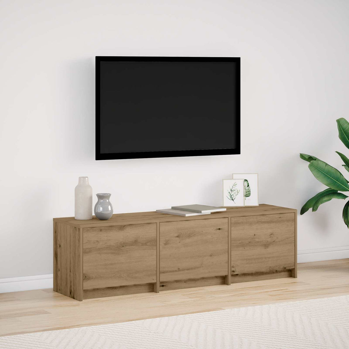 vidaXL TV Kast met LED met lade Wit 165 x 34 x 40 cm Bewerkt hout