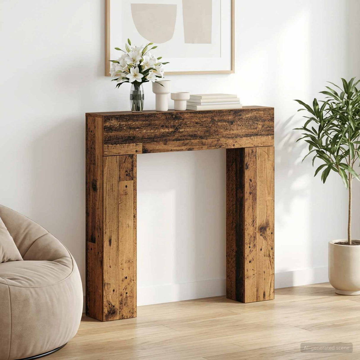 vidaXL Haardombouw Wit 102 x 18 x 100,5 cm Bewerkt hout