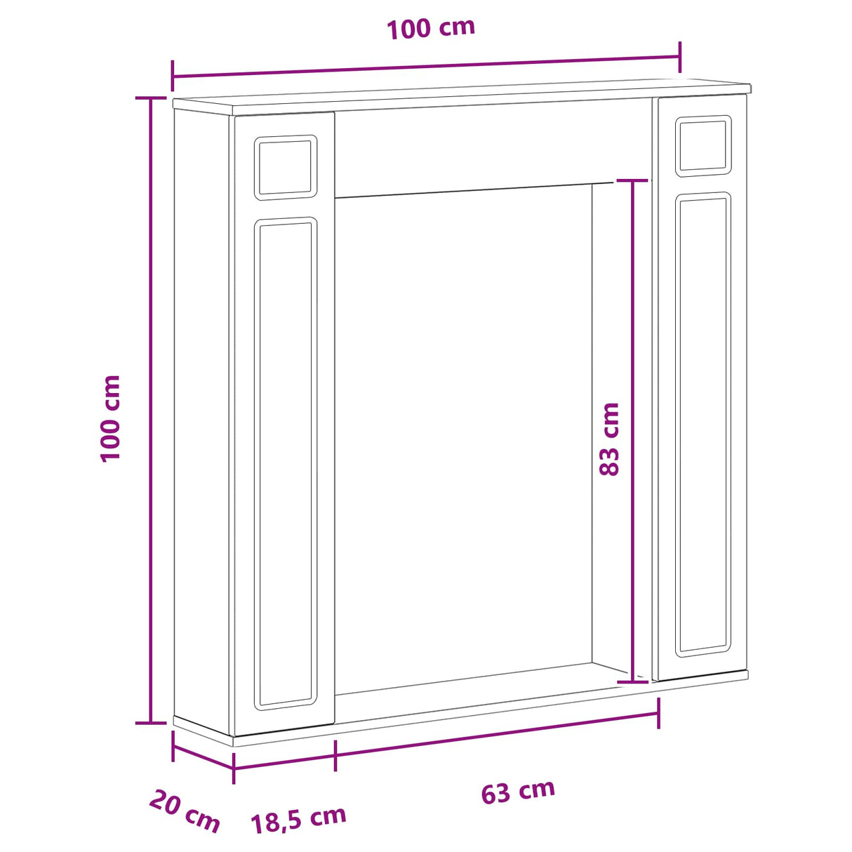 vidaXL Haardombouw Wit 100 x 20 x 100 cm Bewerkt hout