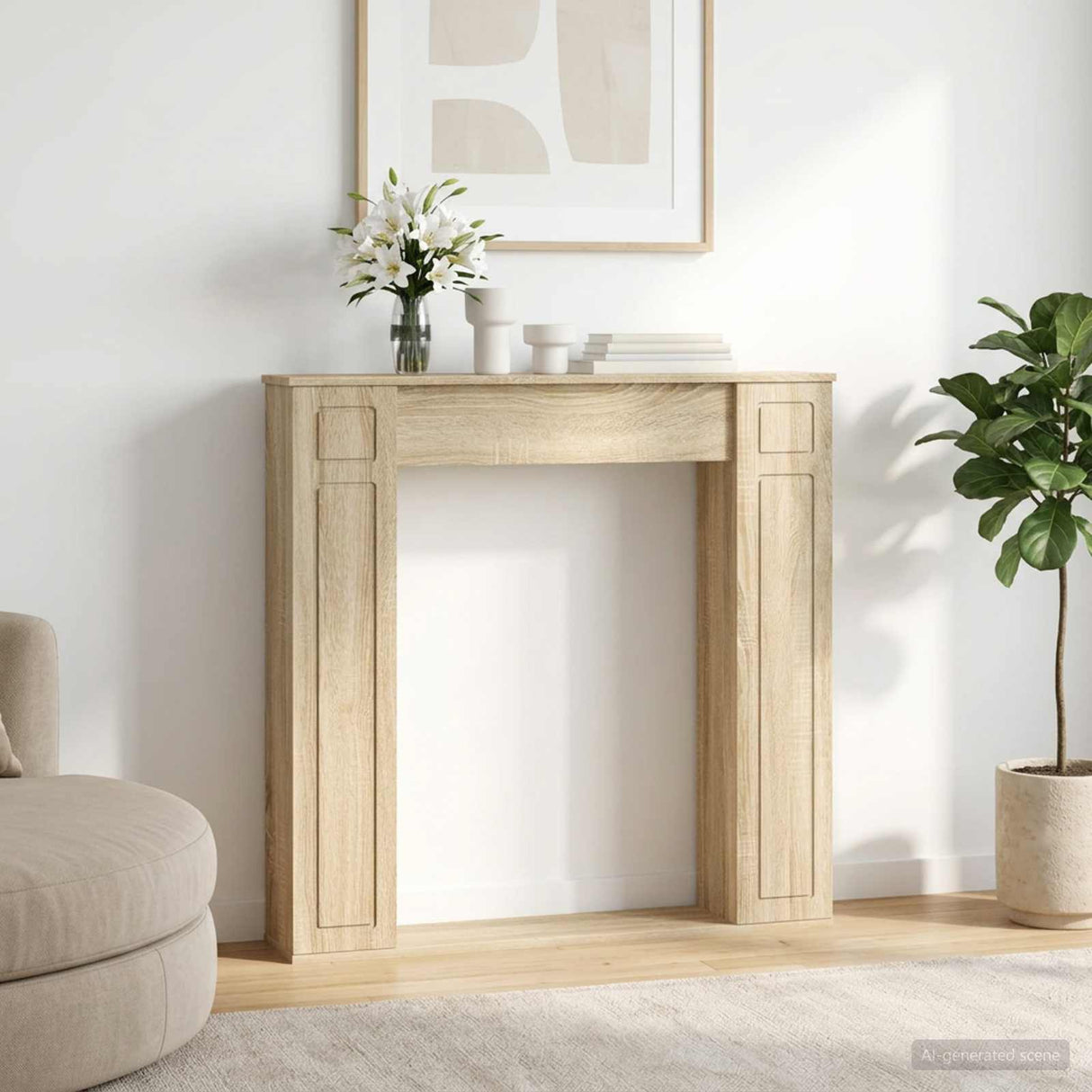 vidaXL Haardombouw Wit 100 x 20 x 100 cm Bewerkt hout