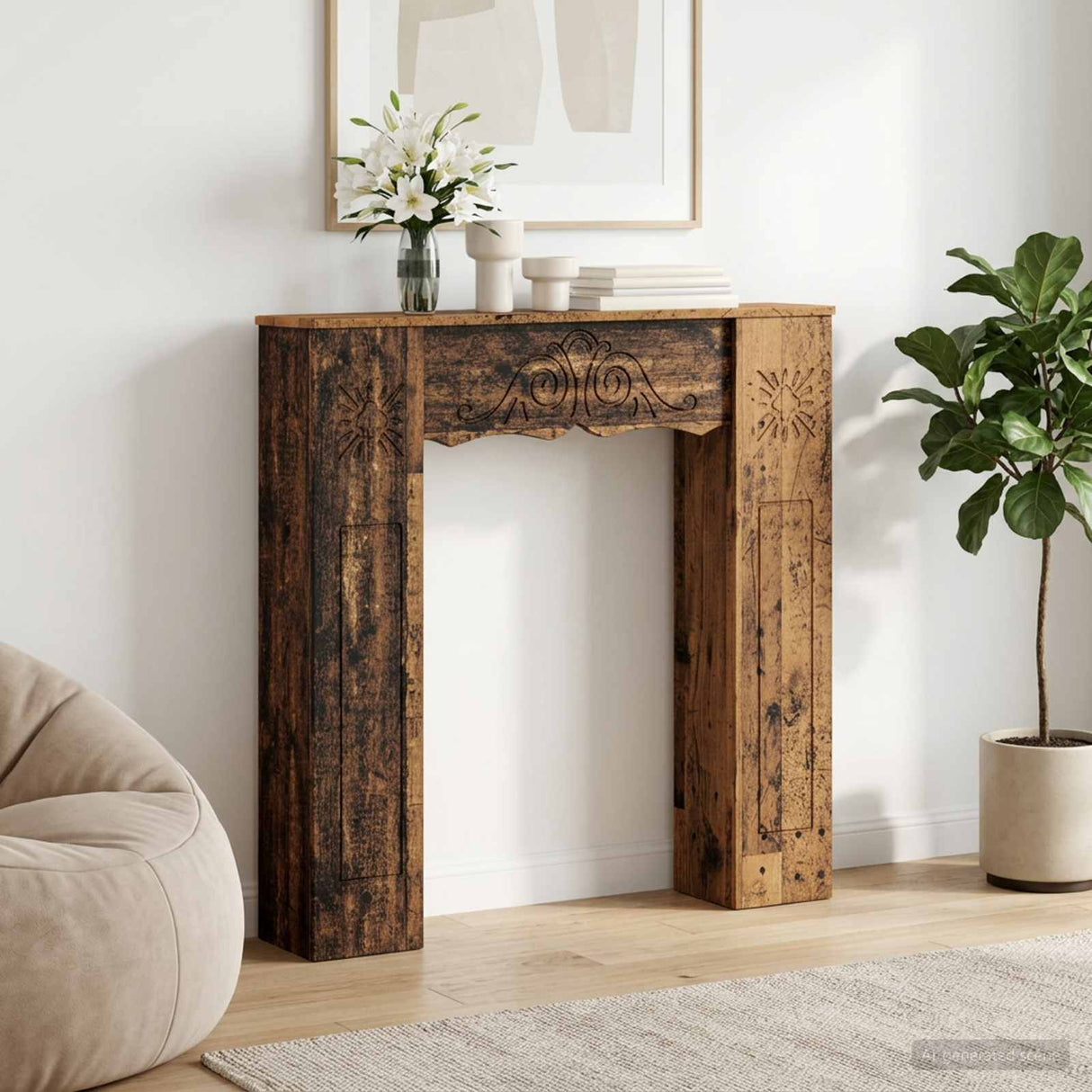 vidaXL Haardombouw Wit 102 x 20 x 102 cm Bewerkt hout