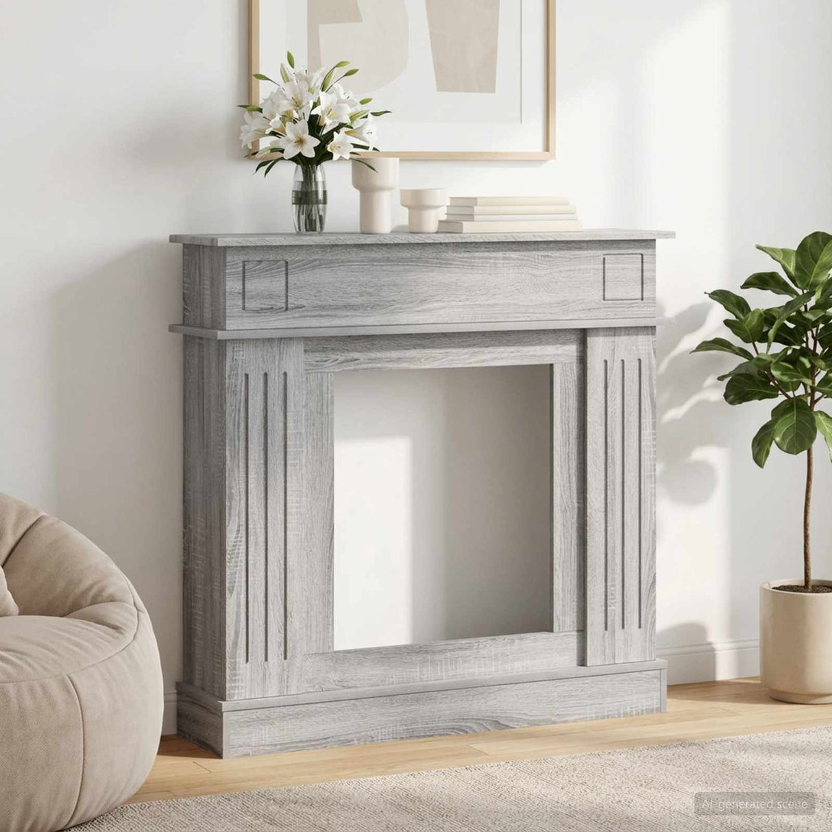 vidaXL Fireplace Surround White 102 x 26 x 100 cm Engineered Wood