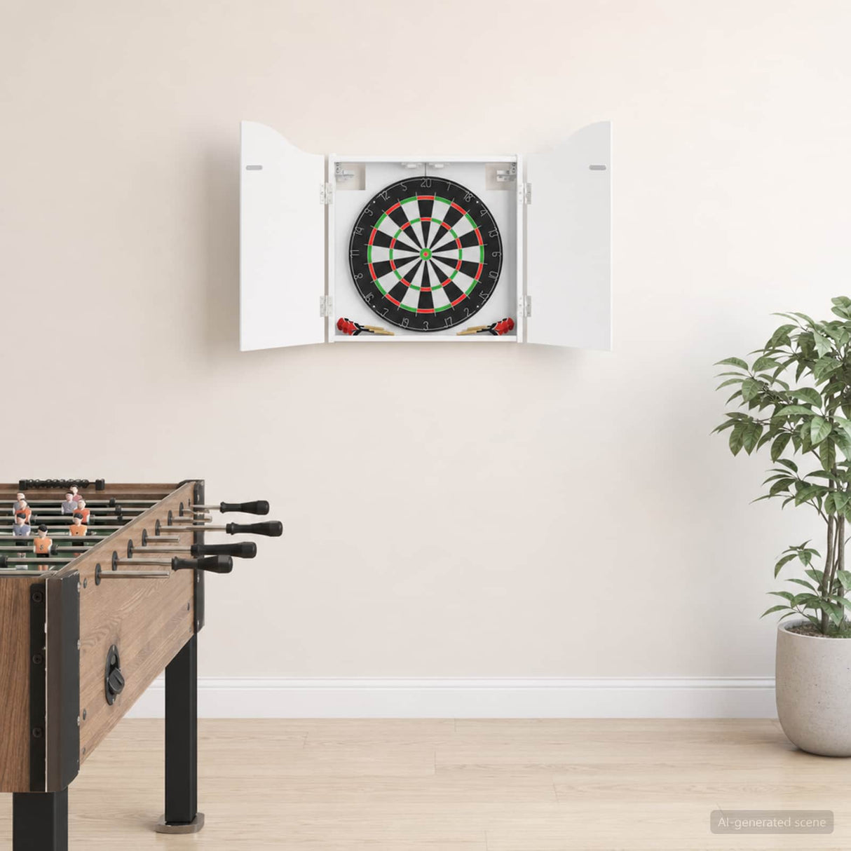 vidaXL Dartbord Kabinet Wit 56 x 12 x 63 cm Bewerkt hout
