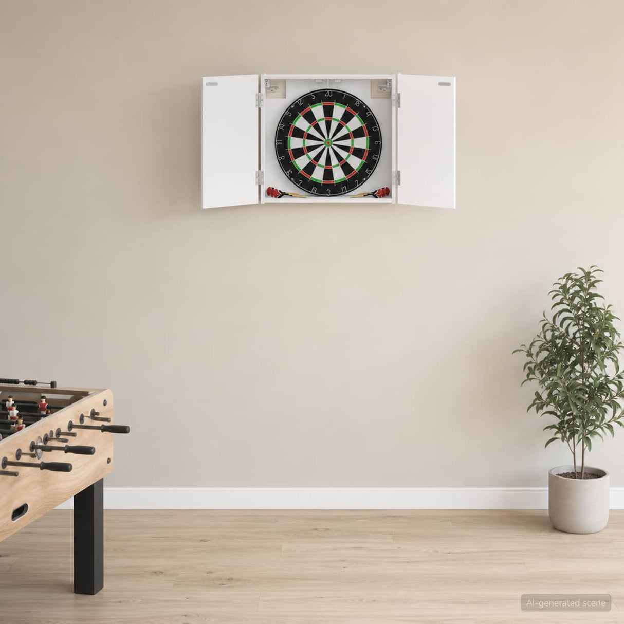 vidaXL Dartbord Kabinet Wit 56 x 12 x 53,5 cm Bewerkt hout