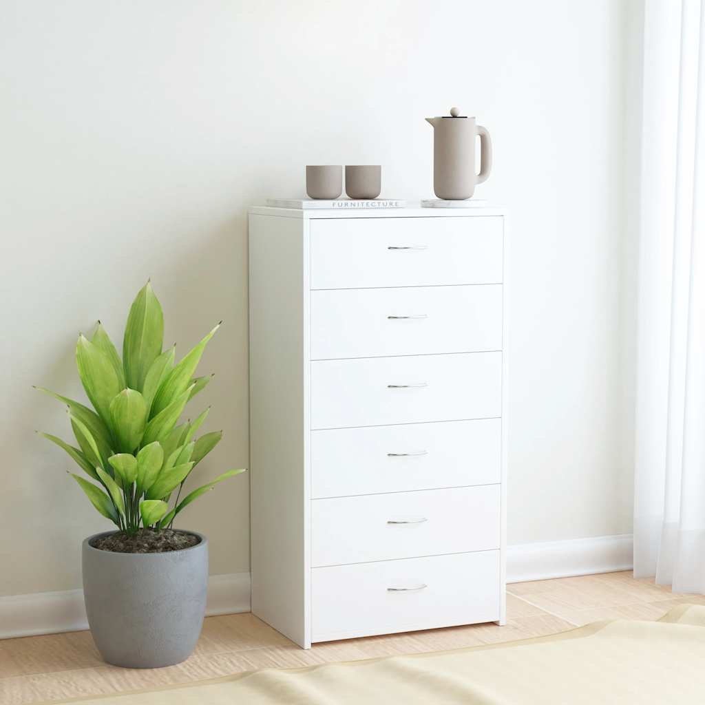 vidaXL Dressoir met 6 lades 50x34x96 cm bewerkt hout wit