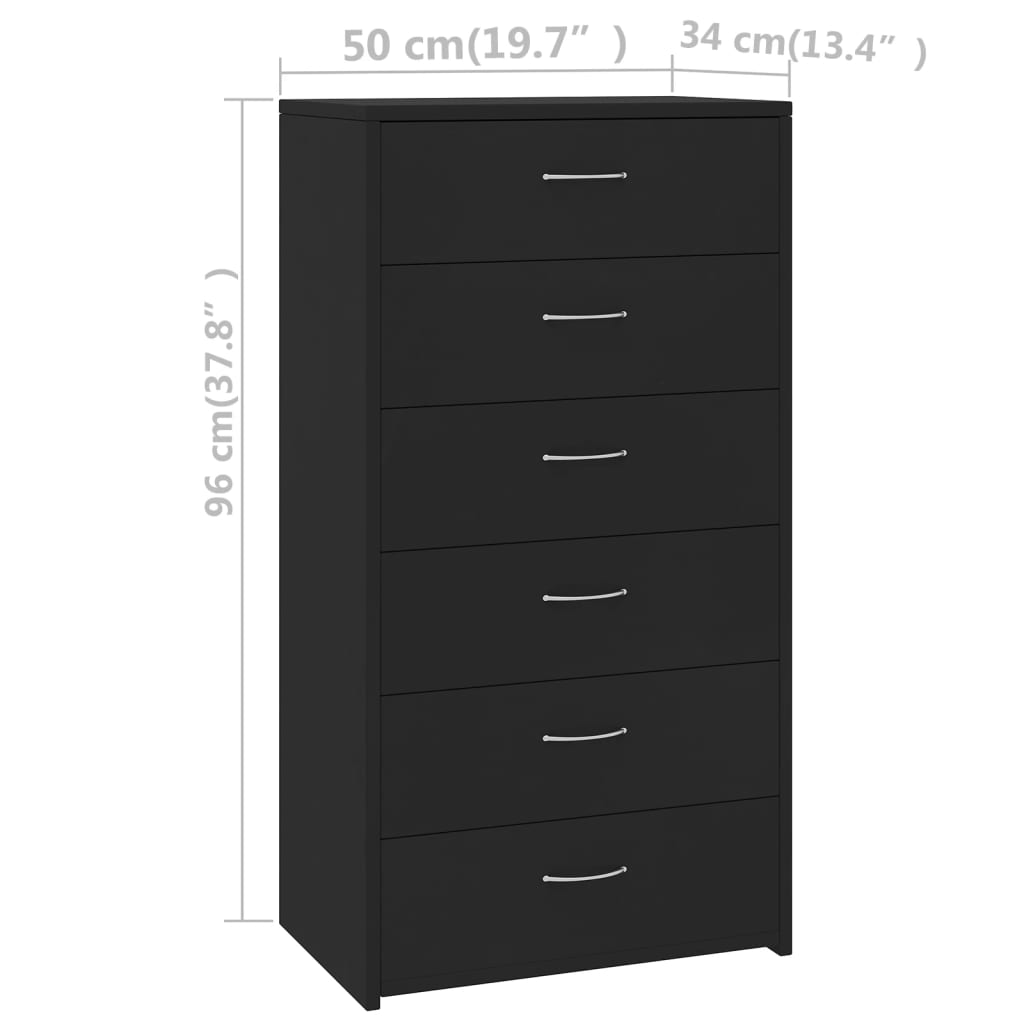vidaXL Dressoir met 6 lades 50x34x96 cm bewerkt hout wit