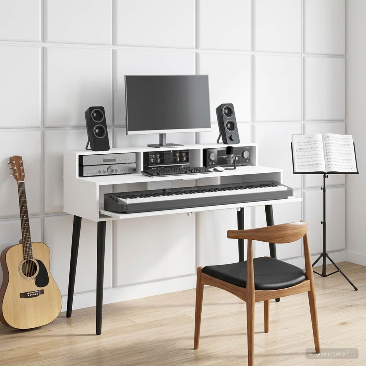 vidaXL Studio bureau Wit 152 x 42,5 x 36 cm Bewerkt hout