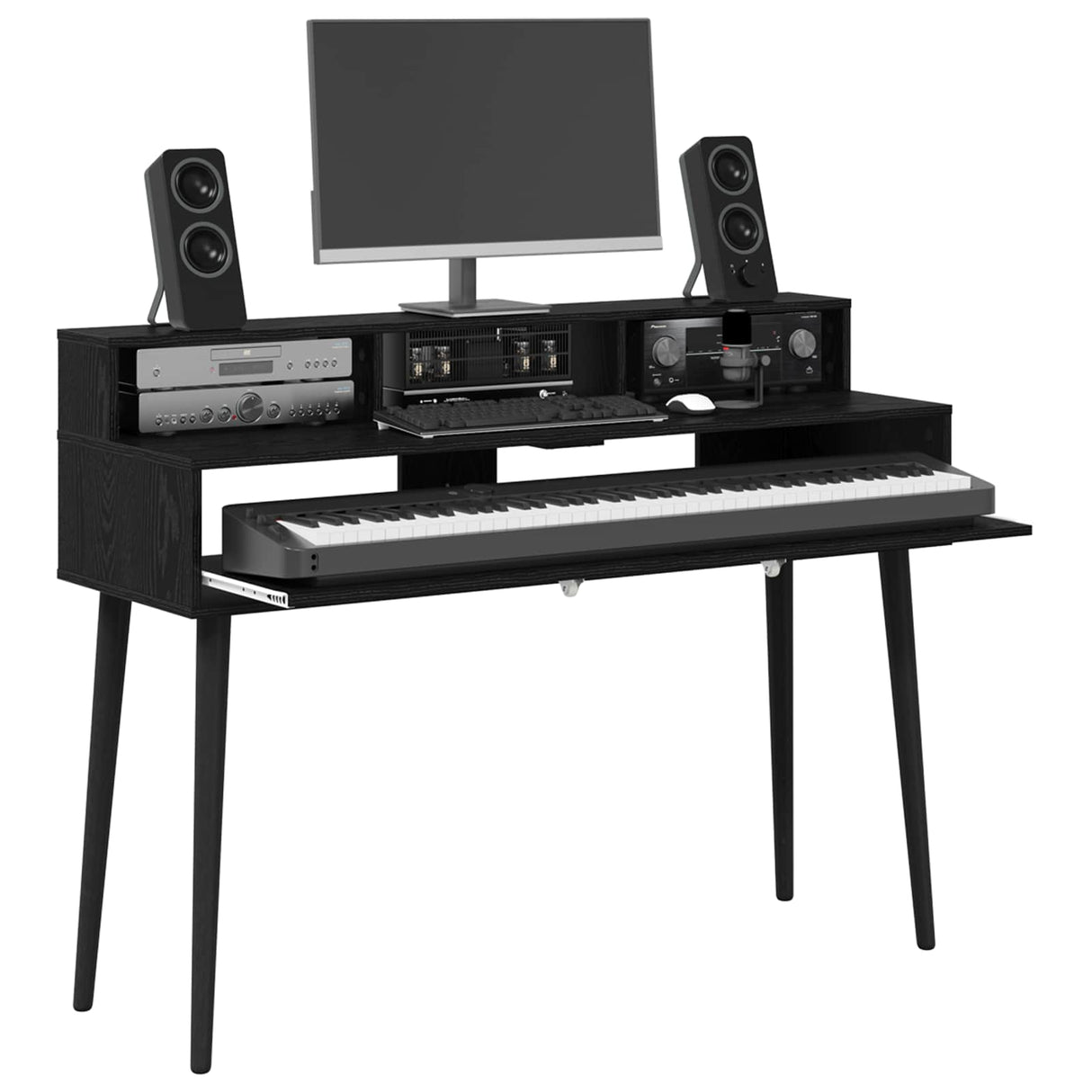 vidaXL Studio bureau Wit 152 x 42,5 x 36 cm Bewerkt hout