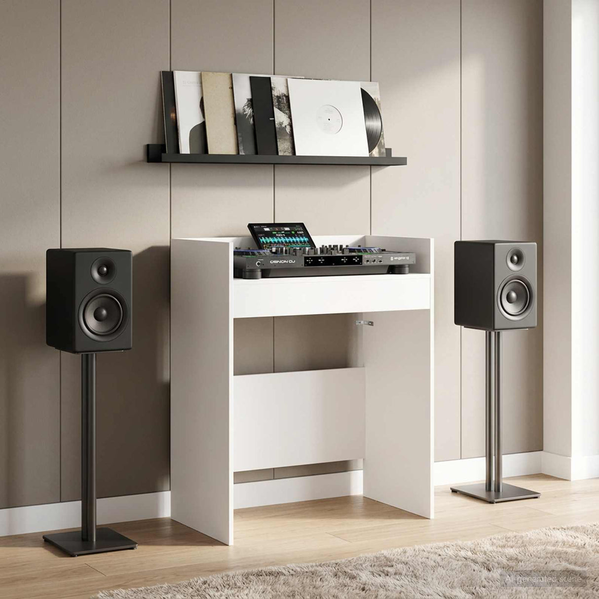 vidaXL DJ Tafel Wit 102 x 45 x 102 cm Bewerkt hout