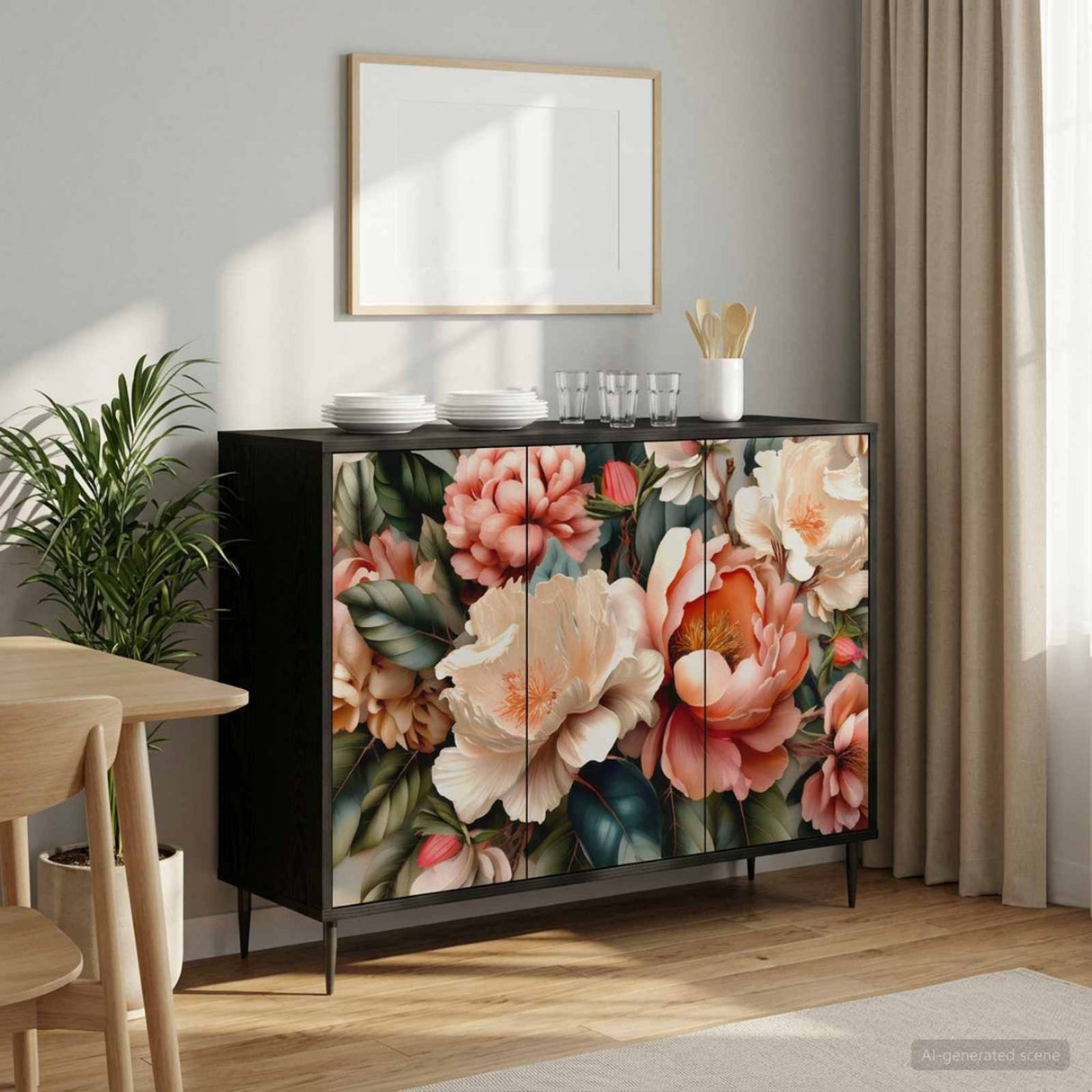 vidaXL Dressoir RHENEN Zwart eiken 102 x 33 x 76 cm Bewerkt hout