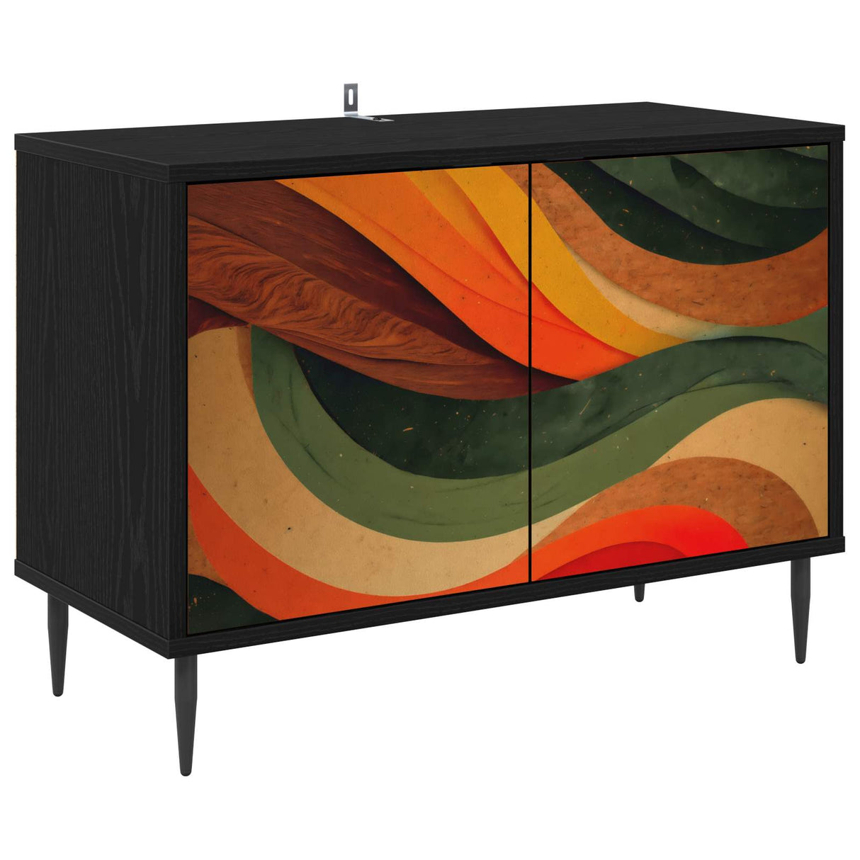 vidaXL Tv-meubel RHENEN 69 x 33 x 50,5 cm Zwart eiken Bewerkt hout