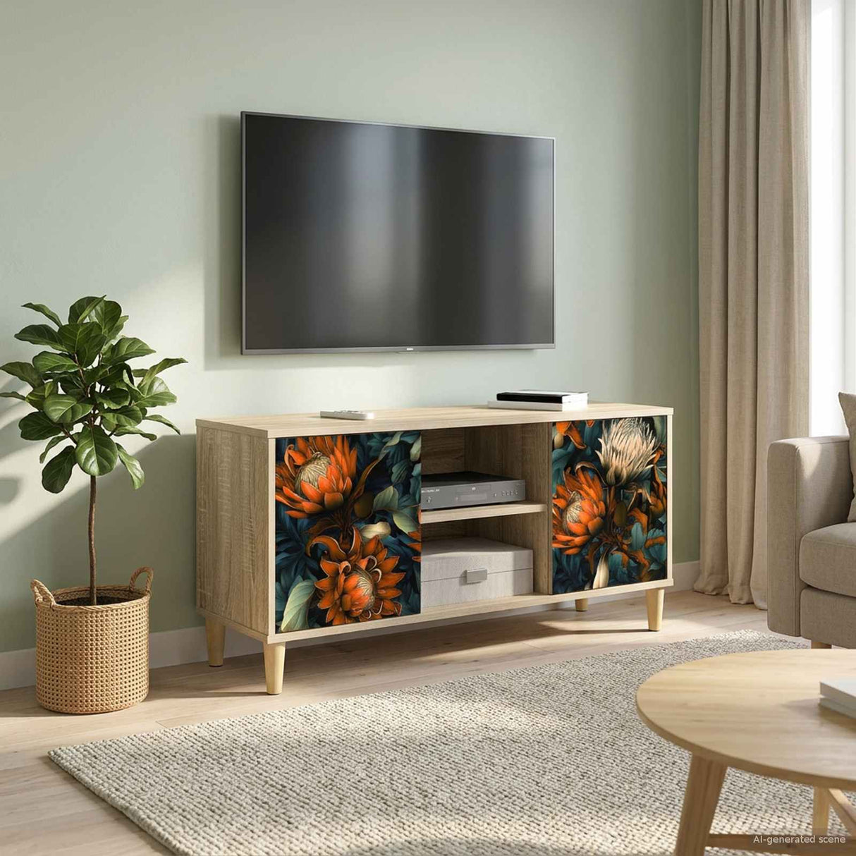 vidaXL TV Cabinet RHENEN 102 x 33 x 50 cm Sonoma Engineered Wood