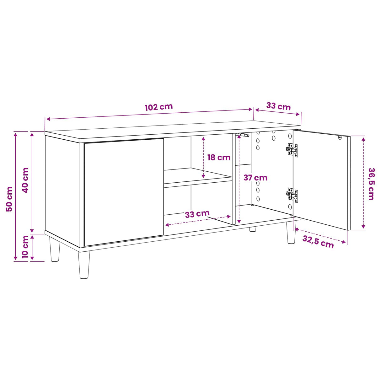 vidaXL TV Cabinet RHENEN 102 x 33 x 50 cm Sonoma Engineered Wood
