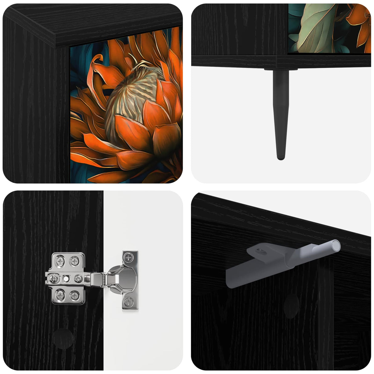 vidaXL Tv-meubel RHENEN 102 x 33 x 51 cm Zwart eiken Bewerkt hout