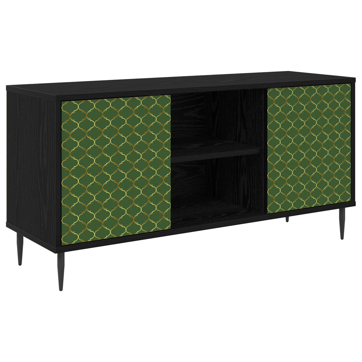 vidaXL Tv-meubel RHENEN 102 x 33 x 51 cm Zwart eiken Bewerkt hout