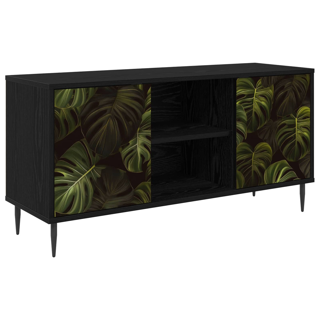 vidaXL Tv-meubel RHENEN 102 x 33 x 51 cm Zwart eiken Bewerkt hout