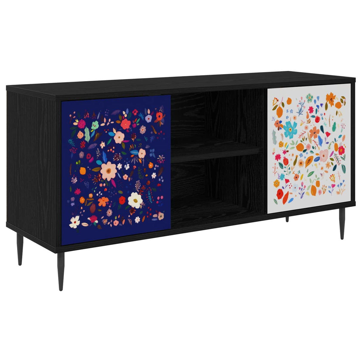 vidaXL Tv-meubel RHENEN 102 x 33 x 51 cm Zwart eiken Bewerkt hout