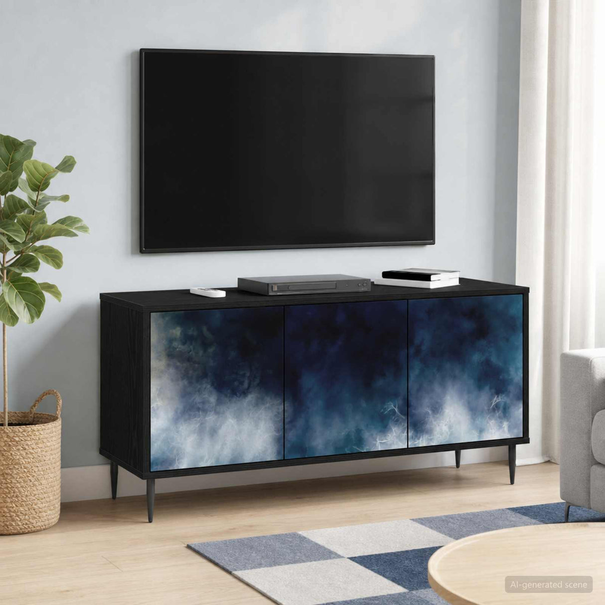 vidaXL Tv-meubel RHENEN 102 x 33 x 51 cm Zwart eiken Bewerkt hout