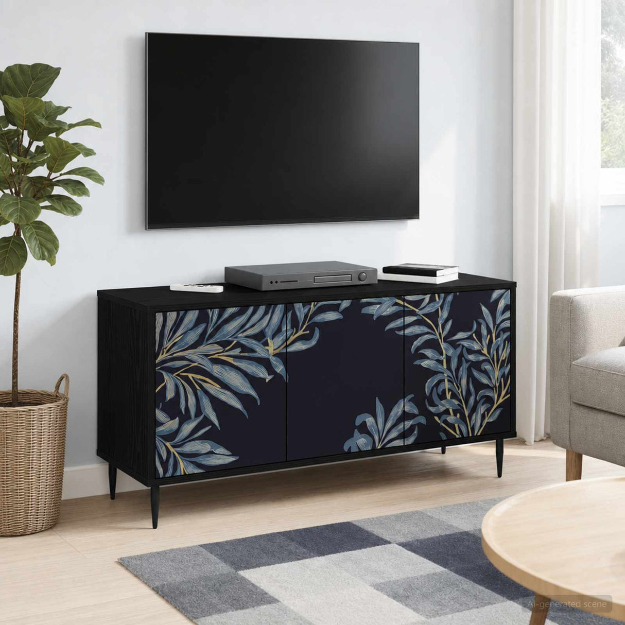 vidaXL Tv-meubel RHENEN 102 x 33 x 51 cm Zwart eiken Bewerkt hout