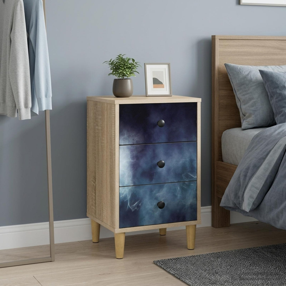 vidaXL Nachtkastje RHENEN Sonoma Eiken 36 x 33 x 60 cm Bewerkt hout