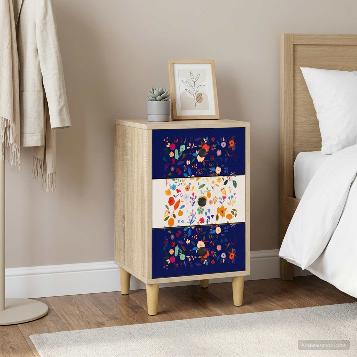 vidaXL Nachtkastje RHENEN Sonoma Eiken 36 x 33 x 60 cm Bewerkt hout