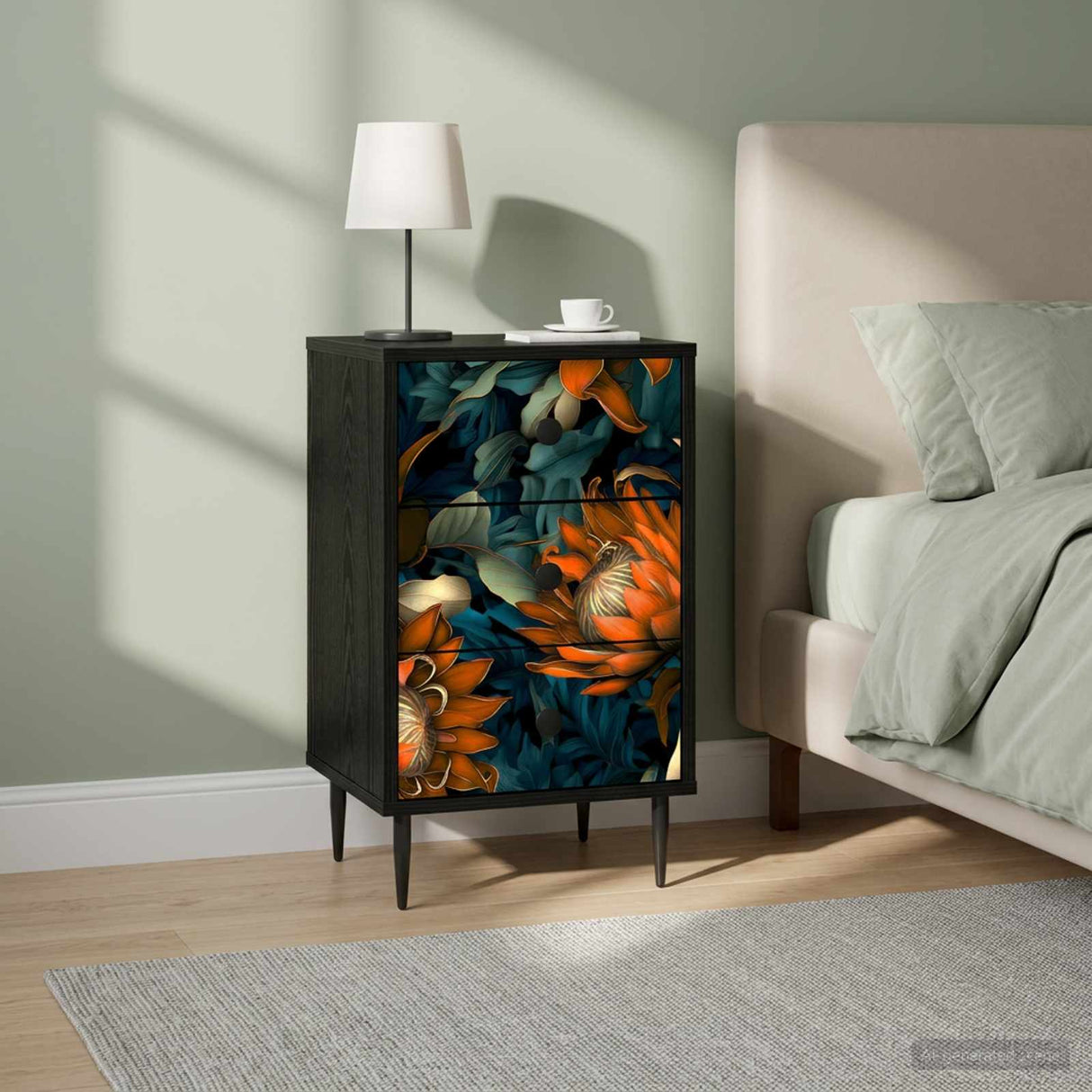 vidaXL Nightstand RHENEN Black oak 36 x 33 x 61 cm Engineered wood