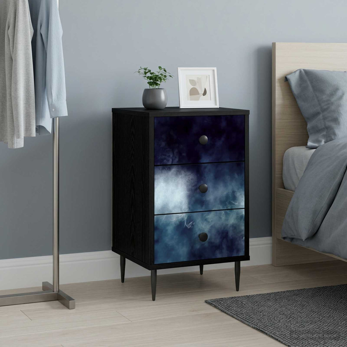 vidaXL Nightstand RHENEN Black oak 36 x 33 x 61 cm Engineered wood