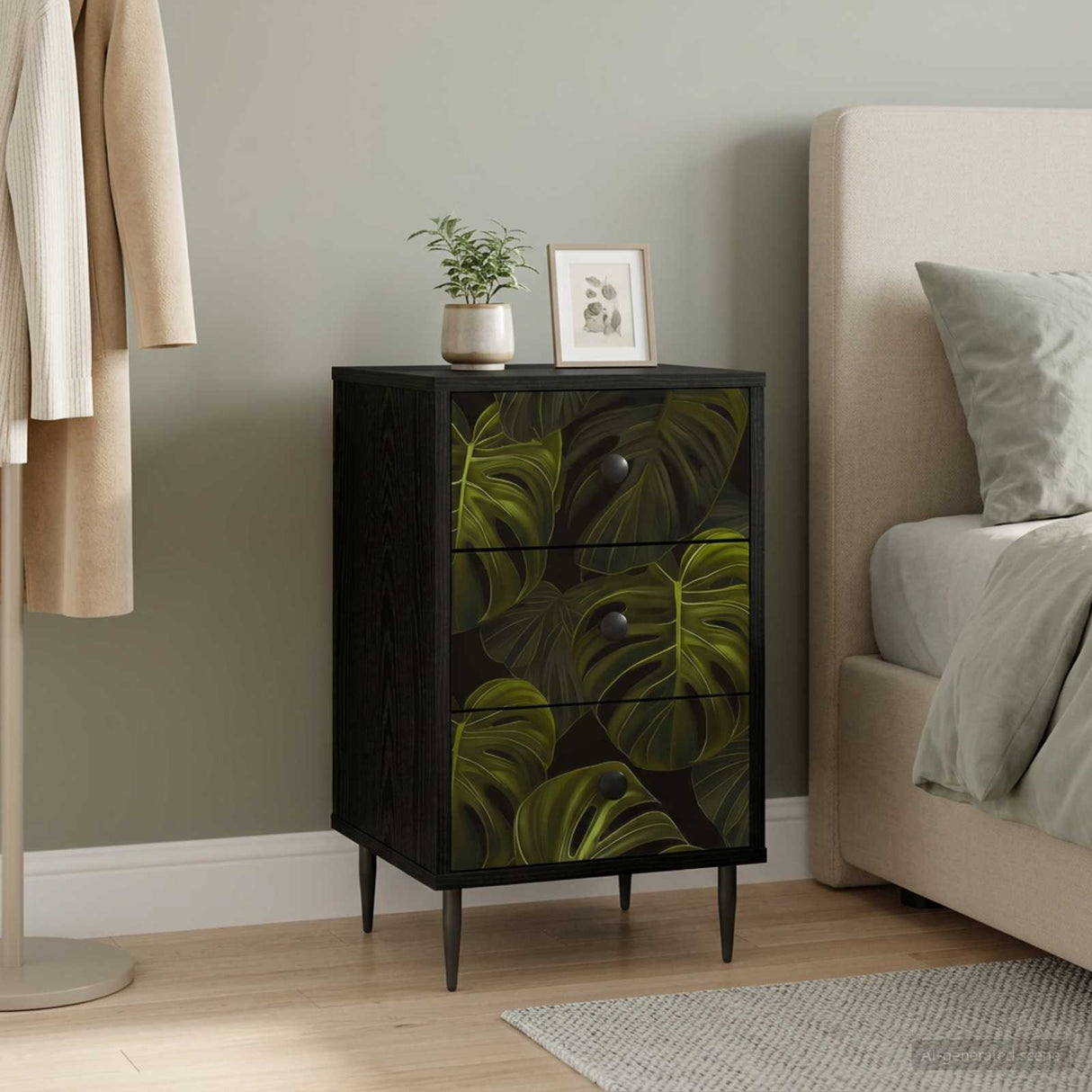 vidaXL Nightstand RHENEN Black oak 36 x 33 x 61 cm Engineered wood