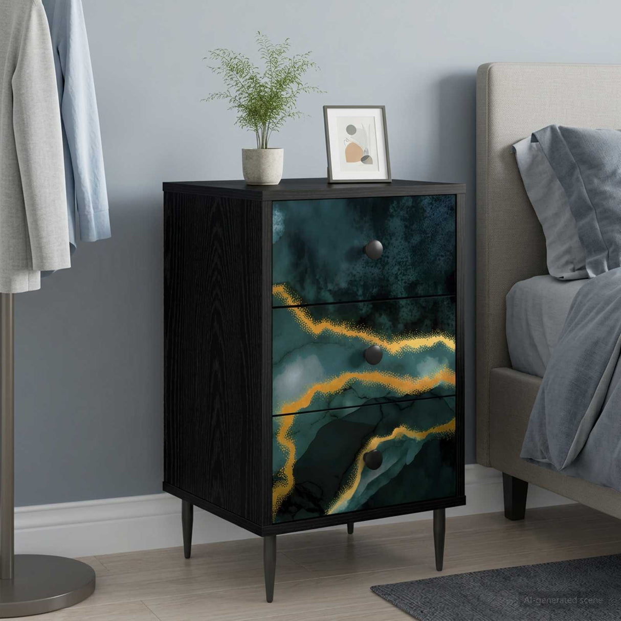 vidaXL Nightstand RHENEN Black oak 36 x 33 x 61 cm Engineered wood