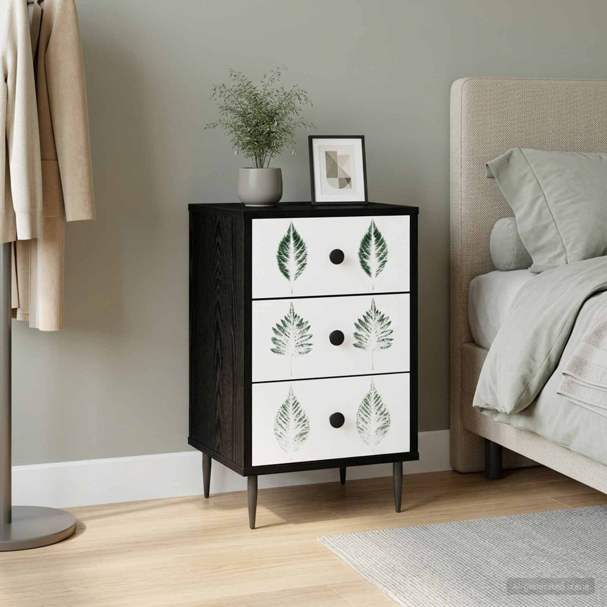 vidaXL Nightstand RHENEN Black oak 36 x 33 x 61 cm Engineered wood