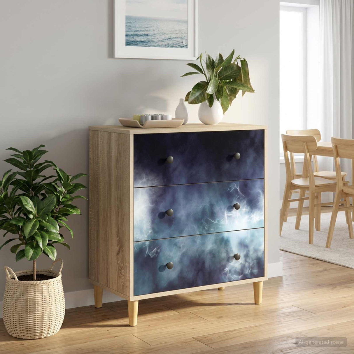 vidaXL Ladekast RHENEN Tropisch jungleprint 66 x 36,5 x 75 cm Sonoma