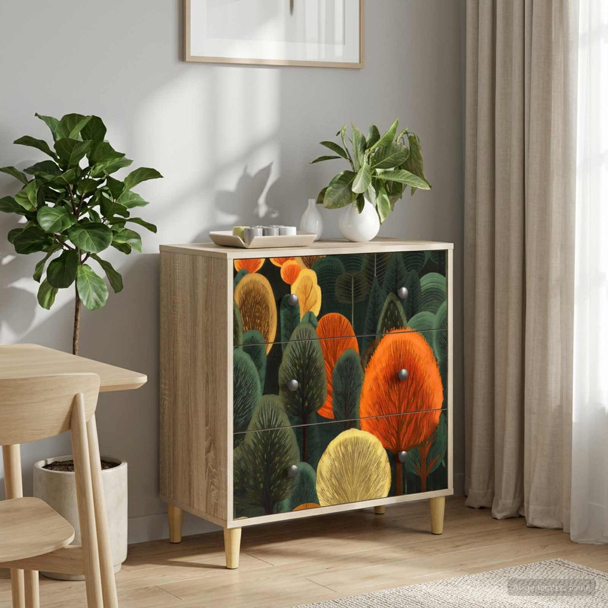 vidaXL Ladekast RHENEN Tropisch jungleprint 66 x 36,5 x 75 cm Sonoma