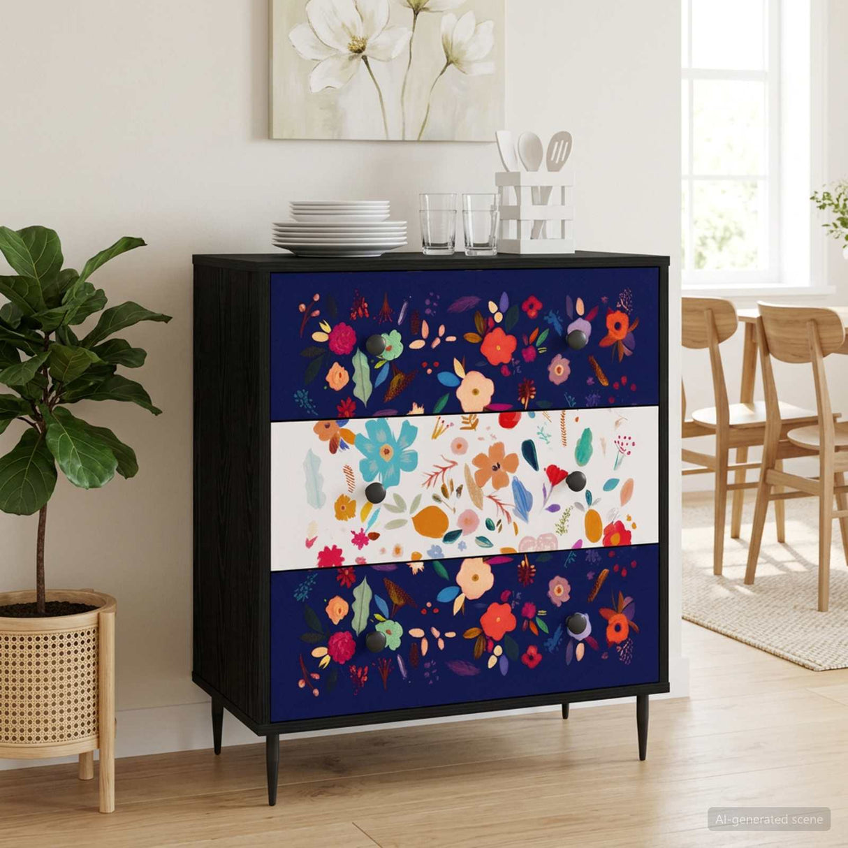 vidaXL Ladekast RHENEN Tropisch jungleprint 66 x 36,5 x 76 cm