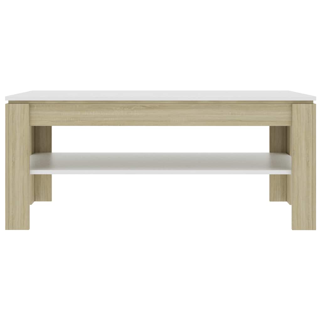 vidaXL Coffee Table 110x60x47 cm Engineered Wood White and Sonoma Oak
