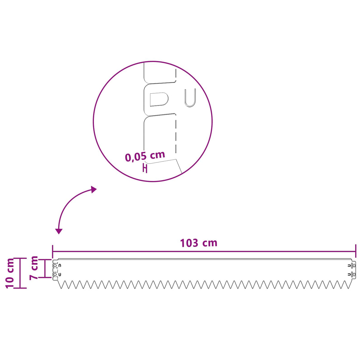 vidaXL Gazonrand 10 pcs 103 x 10 cm Staal Zwart