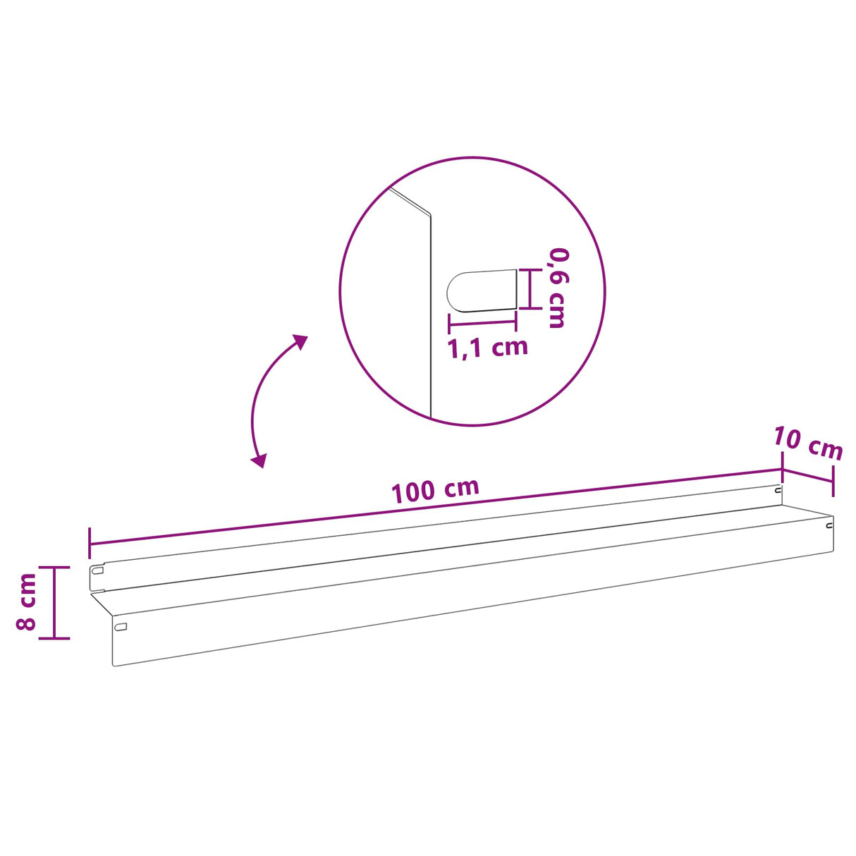 vidaXL Gazonrand 10 pcs 100 x 10 x 8 cm Staal Zilverkleurig