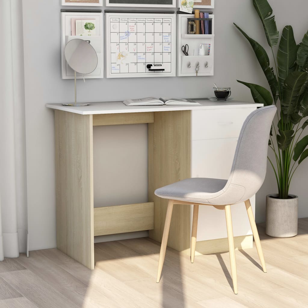 vidaXL Bureau 100x50x76 cm bewerkt hout wit