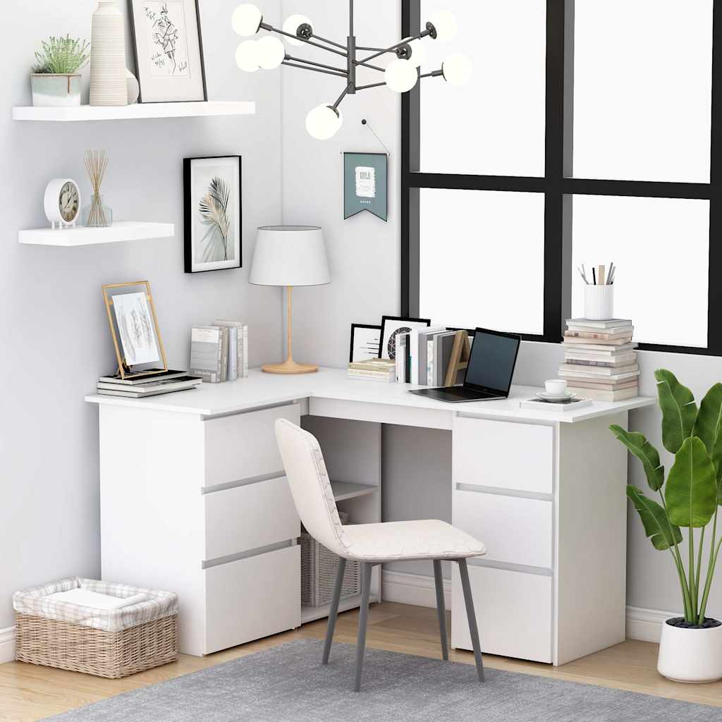 vidaXL Corner Desk 145x100x76 cm Engineered Wood White