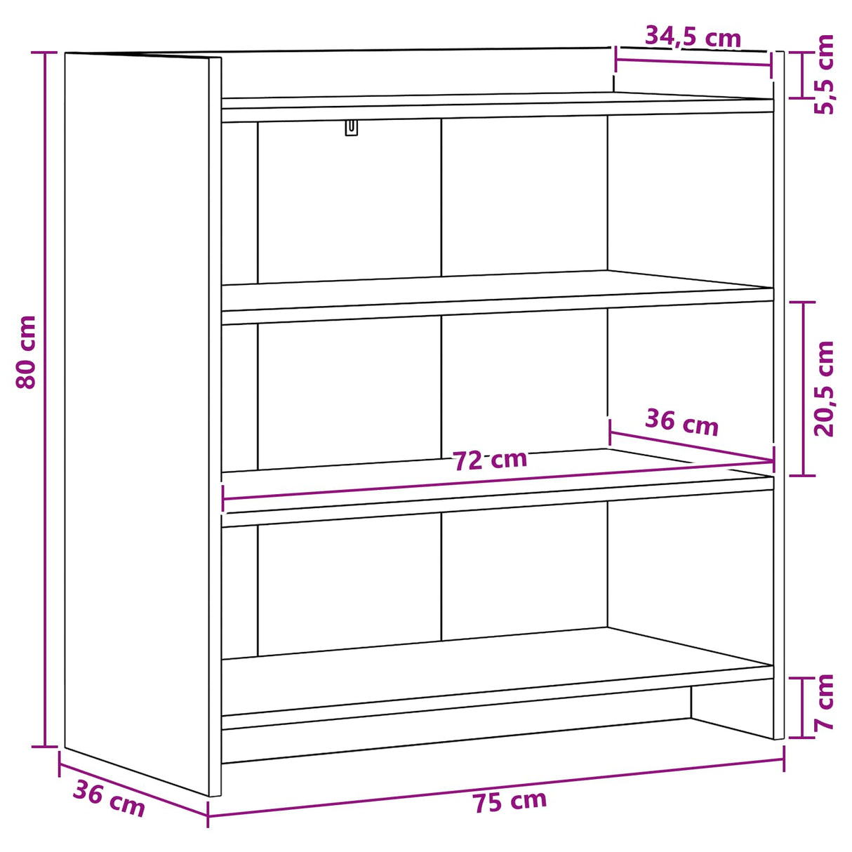 vidaXL Dressoir Wit 75 x 36 x 80 cm Bewerkt hout
