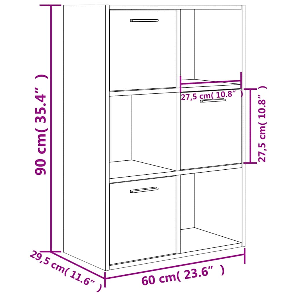 vidaXL Opbergkast 60x29,5x90 cm bewerkt hout wit