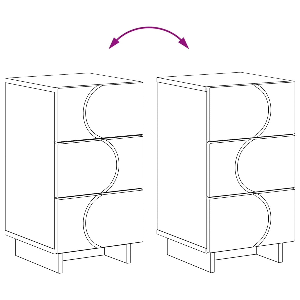 vidaXL Bedside Cabinet White 33.5x34.5x60 cm Engineered Wood