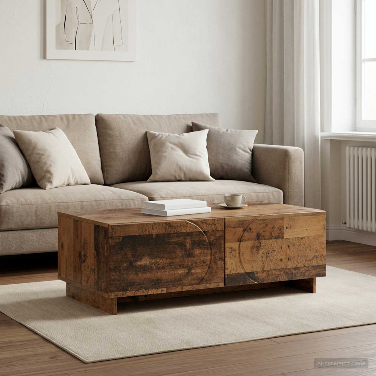 vidaXL Salontafel Gerookt eiken 102 x 50,5 x 35 cm Bewerkt hout
